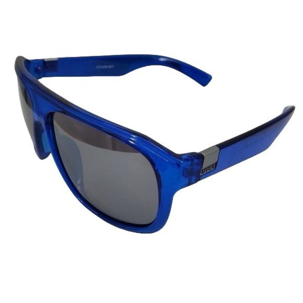 UVEX Sport Polarized Sunglasses LGL 2 Blue Transparent Frame Silver Lens NWT